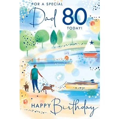 Image of For A Special Dad 80 80th Today Lake Sailing Happy Birthday Card Lovely Verse
