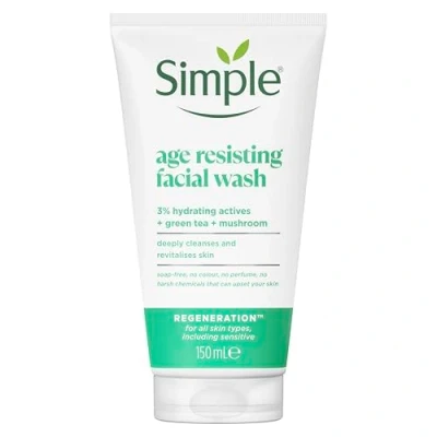 Image of Simple Regeneration Age Resisting Facial Wash with green tea and prebiotic cleanser for revived revitalised skin 150 ml