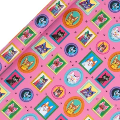 Image of Glick Roll Wrap, Mr Pickle Puss, Wrapping Paper 4 metres x 70 cms, Suitable for Birthdays &amp; Other Celebrations