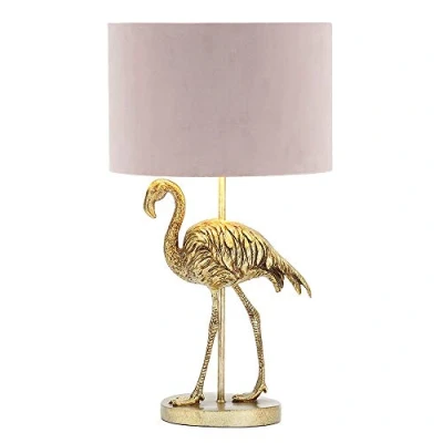 Image of Fliss Table Lamp Flamingo Style E14 Base in Brass with Pink Drum Shade Litecraft