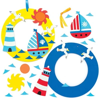 Image of Baker Ross AW456 Seaside Wreath Decoration Kits (Pack of 3)
