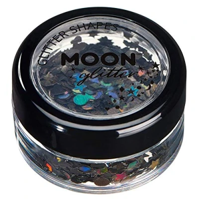 Image of Holographic Glitter Shapes by Moon Black Cosmetic Festival Makeup for Face, Body, Nails, Hair, Lips 3g