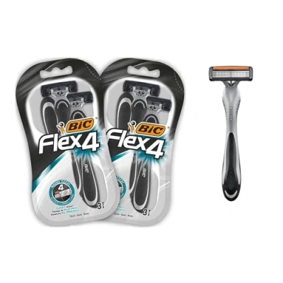 Image of BIC Flex 4 Disposable Men&#039;s Blade Razors with Moveable Blades for a Close Shave, Solid Control, Pack of 6
