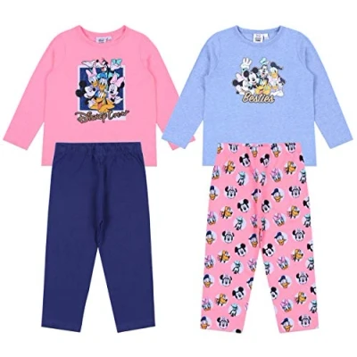 Image of Disney Mickey Mouse Child Girl Long Sleeve Pyjamas 3 4 Years Blue