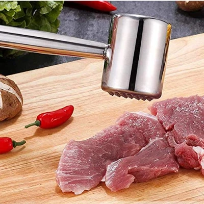 Image of Meat Tenderiser Hammer for kitchen &amp; BBQ, Stainless Steel Tenderizer Pounder Dual Sided Mallet Steak Pork Beef Chicken Tool