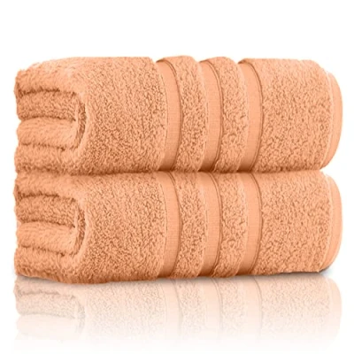 Image of GC GAVENO CAVAILIA Large Bath Sheet Set 2 Pack Quick Dry Bathroom Towel Super Absorbent 100% Egyptian Cotton Towels, Peach