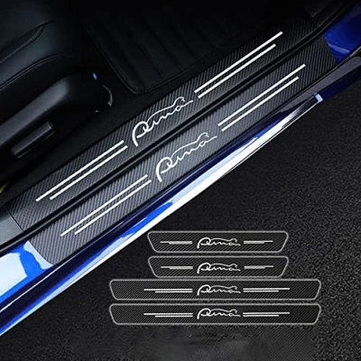 Image of GÉNERIC 4Pcs Car Carbon Fiber Door Sill Protector Kick Plates for Ford Puma St 2022 2023 Threshold Protection Sticker Accessories