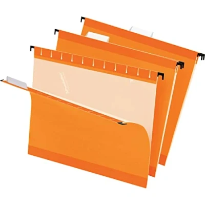 Image of Pendaflex Reinforced Hanging File Folders, Letter Size, Orange, 1/5 Cut, 25/BX (4152 ORA)