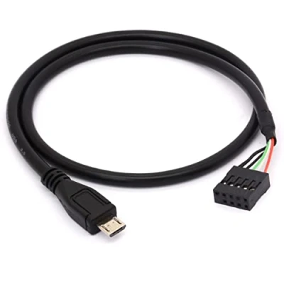 Image of Tomost 9 Pin USB Motherboard Female Header to Micro Male Adapter Dupont Extender Cable,Micro 10Pin Cord (50 cm /1.6 FT)