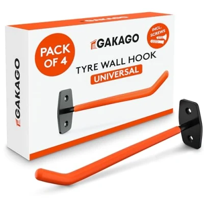 Image of Gakago tyre holder wall mount 4 piece rim set incl. screws &amp; dowels with mounting instructions Extra long for car tyres rims storage