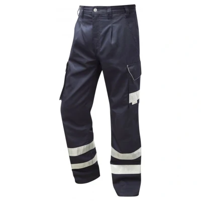 Image of Leo Workwear Ilfracombe CT02 Polycotton Water and Stain Repellent Finish Cargo Trouser, 32 Long, Navy