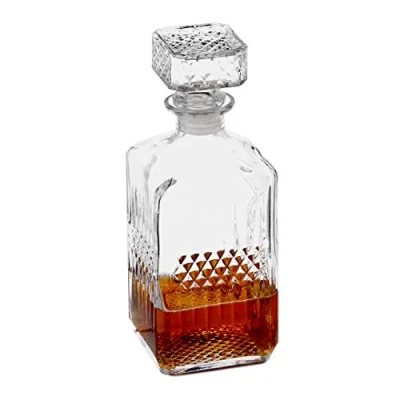 Image of Relaxdays Whisky Decanter, Glass Bottle, Alcohol Carafe, Spirit, Liquor, Wine, Cognac, Gin, 900 ml, Bar, Transparent