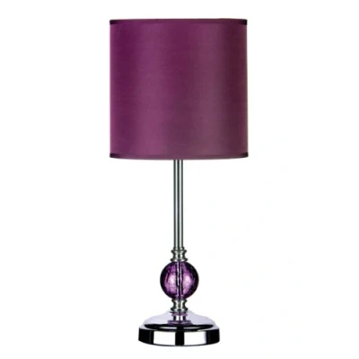 Image of Premier Housewares Table Lamp, BE14, Purple, Modern Crackle Glass Design,H42 x W18 D18cm