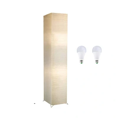 Image of ACMHNC LED Paper Floor Lamps for Living Room, E27 Bedroom Standing Lamp with Shade, 2 Flames Warm Light Reading Restaurant Dining H: 123Cm,Beige