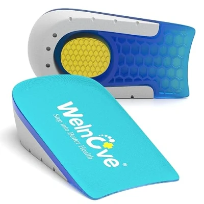 Image of Welnove Shoe Inserts Gel Heel Cushion Cup for Achilles Tendonitis, Plantar Fasciitis, Pain, Spur, 0.6&quot; Height Lift Support Women 4.5 7.5 &amp; Men 4 6(1 Pair)