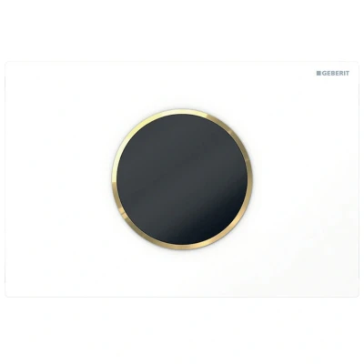 Image of Geberit Sigma10 Automatic/Touchless Dual Flush Plate Battery Operation White / Gold (115.908.KK.6)