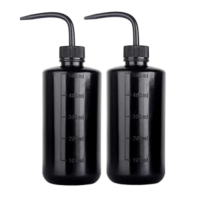 Image of 500ml Plastic Safety Wash Bottle, Black Lab Squeeze Bottle with Narrow Mouth and Scale Labels, Squirt For Plant Flower Succulent Watering 2 Packs