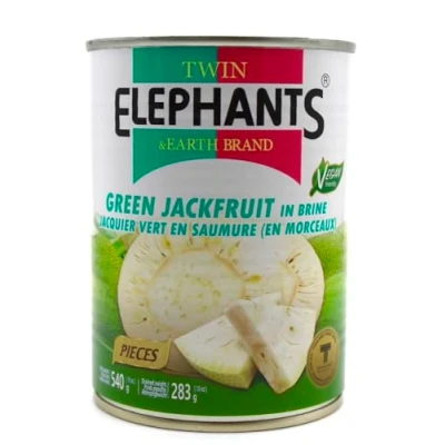 Image of Twin Elephants &amp; Earth Brand Green Jackfruit in Brine Drained Weight 283g Net 540g