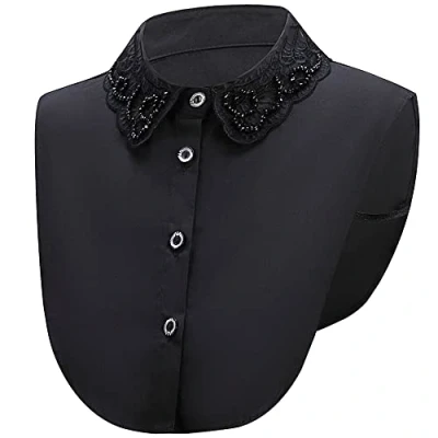 Image of LoudSung Fake Collar Detachable Half Shirt Blouse Embroidery False Floral Lace Elegant for Women Girls