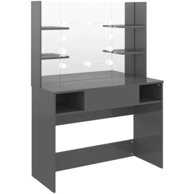 Image of vidaXL Makeup Table with LED Lights 100x40x135 cm MDF Shining Grey
