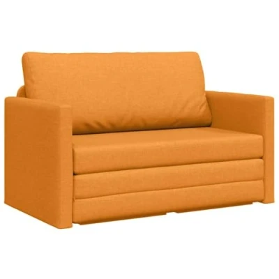 Image of vidaXL Floor Sofa Bed 2 in 1 Dark Yellow 124x71x78 cm Fabric