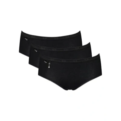 Image of Sloggi Basic+ Pearl Midi 3 Pack Briefs Black M 12