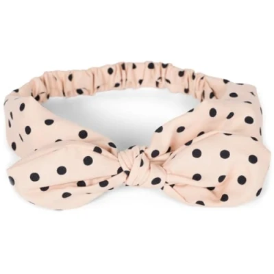 Image of styleBREAKER women hairband with polka dots pattern, flexible bow and elastic, hairband, headband, pin up, rockabilly 04026036, Colour:Beige Black