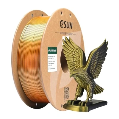 Image of eSUN Silk Dual Color PLA Filament 1.75mm, Co Extrusion Magic 3D Printing Filament, Gradient Changing 1KG Spool (2.2 LBS) for Printers, Black Gold