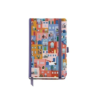 Image of Miquelrius Annual Diary 2024, Day Page, Passport Size 90 x 140 mm, Hard Cover, Stitched Binding, Elastic Closure, Spanish, English and Portuguese, Village with Silver Stamping