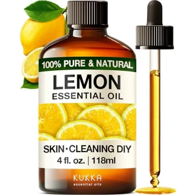 Image of Kukka Lemon Essential Oil for Diffuser Natural Skin Cleaning Aromatherapy 100% (118 ml)