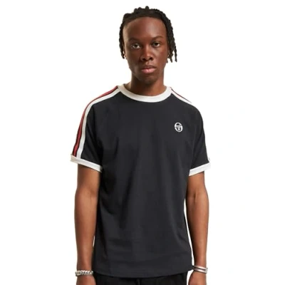 Image of Sergio Tacchini Hadow Ringer T Shirt, Black, Cotton Blend (UK, Alpha, L, Regular, Black)