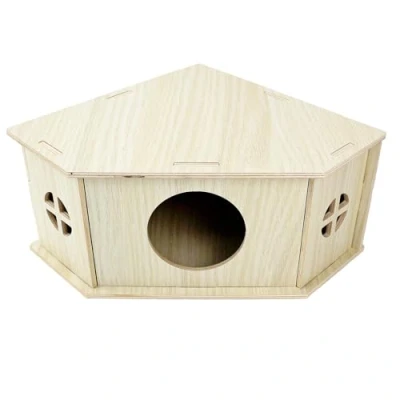 Image of YankMooM Wooden Hamster House,Washable Corner House Hideout Cage Hideaway for and Small Pet
