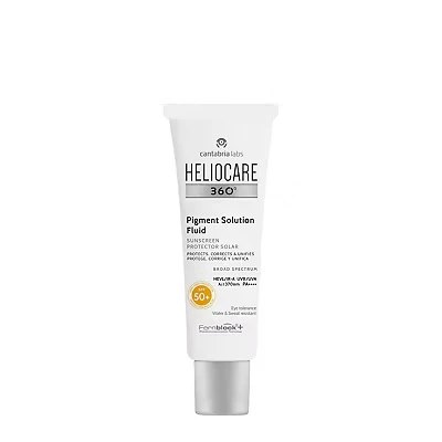 Image of Heliocare 360 Pigment Solution Fluid Sun Cream SPF50, Anti Pigmentation Protection, Water and Sweat Resistant, 50ml