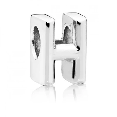 Image of CWOne Designs Sterling Silver Letter Aphabet Charm For Pandora Bracelets Women (H)
