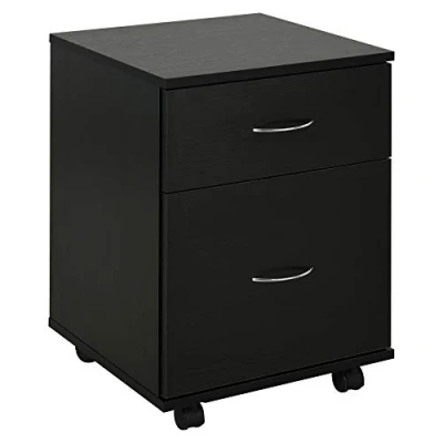 Image of HOMCOM 2 Drawer Filing Cabinet with wheels, Mobile File for Home Office, Small Printer Stand, Black