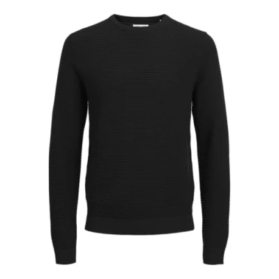 Image of JACK&amp;JONES PLUS Men&#039;s Jjotto Knit Crew Neck Pls Jumper, Black, 4XL