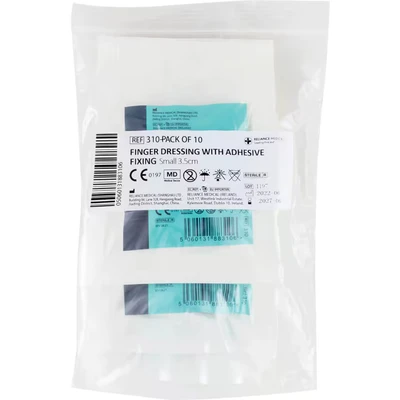 Image of Reliance Medical Small Finger Dressing with Adhesive Fixing, Peelable Tab, Sticky Patch, Stretch Bandage and Strip 3.5 cm, Full Length Protection, (10 Pieces)