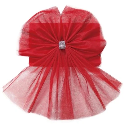 Image of The Leonardo Collection Red Tulle Christmas Decorative Door Bow