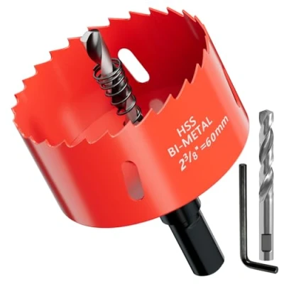 Image of GARHWAL Bi Metal Hole Saw 60 mm with Arbor and Pilot Bit Smooth Fast Cutting for Wood, Plywood, Plastic, Drywall, Thin Sheets, More Ideal Ceiling Light Installation DIY Projects