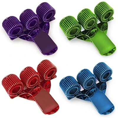 Image of COLOURED TREBLE TRIPLE PEN HOLDER POCKET CLIP [PACK OF 4] 1 x Red, Blue, Green and Violet perfect for Nurses, Doctors