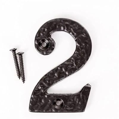 Image of 3&quot; Black Antique Cast Iron House Number 2 Front Door Building Porch Gate Address Two