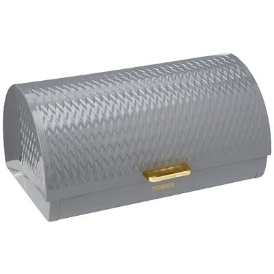Image of Tower T826090GRY bread box Rectangular Grey Stainless steel