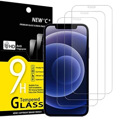 Image of NEW&#039;C 3 Pack Designed for iPhone 12 Mini (5.4&quot;) Screen Protector Tempered Glass,Case Friendly Scratch proof, Bubble Free, Ultra Resistant
