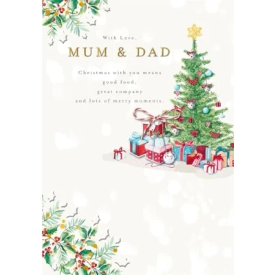 Image of Cards Hallmark Christmas with Mum and Dad, Decorated Tree Presents