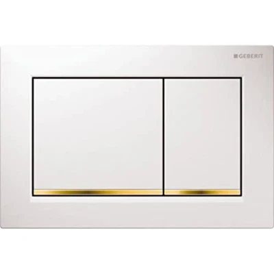 Image of Geberit Omega 30 115.080.KK.1 115080KK1 Actuator Plate with 2 Flush Quantities White/Gold Plated