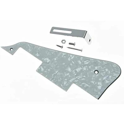 Image of Dopro White Pearl LP Guitar Pickguard with Chrome Bracket for Epiphone Les Paul