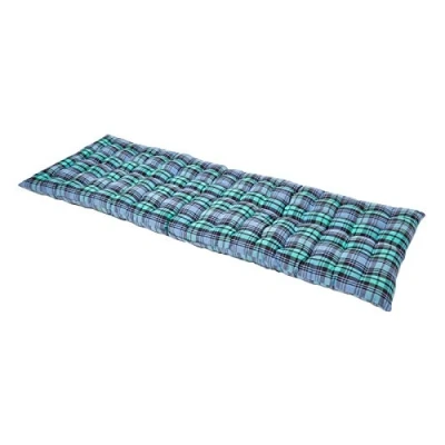 Image of HOMESCAPES Green Tartan Garden Bench Cushion 3 Seater Seat Pad for Patio Furniture Kitchen or Dining Indoor &amp; Outdoor Use Comfortable 100% Cotton “Blackwatch Style Thick 143 cm Wide
