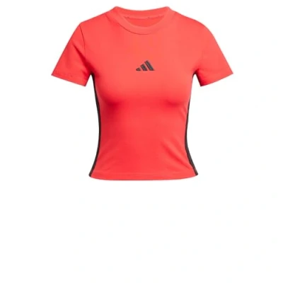 Image of adidas Sportswear Essentials 3 Stripes SLIM Basic Tshirt Pure ruby black, Women&#039;s, Size: Large, black