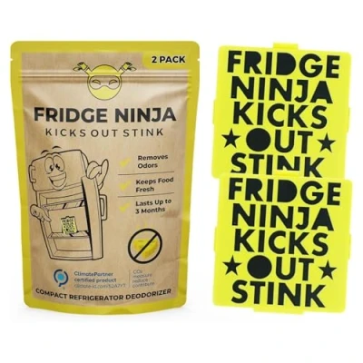Image of Ellis Harper Natural Fridge Fresheners Lasts 12 Months Unscented Charcoal Deodoriser and Freshener, Including Thermometer Also for Lunch Bags Cool Boxes