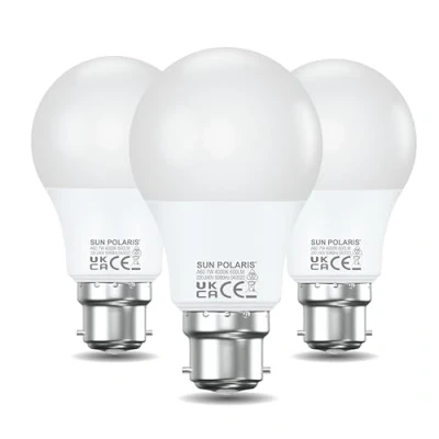 Image of SUN POLARIS Bayonet Led Light Bulb 7 Watt Cool White 4000k Natural Bright, 50W Equivalent B22 Lightbulb, 600 Lumens Ultra Efficient Lightbulbs, BC Non Dimmable GLS Energy Saving Bulbs Pack of 3